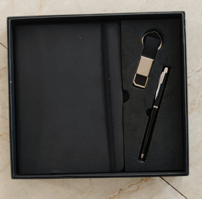 Black Diary, Pen & Metal Key Chain Corporate Gift Combo