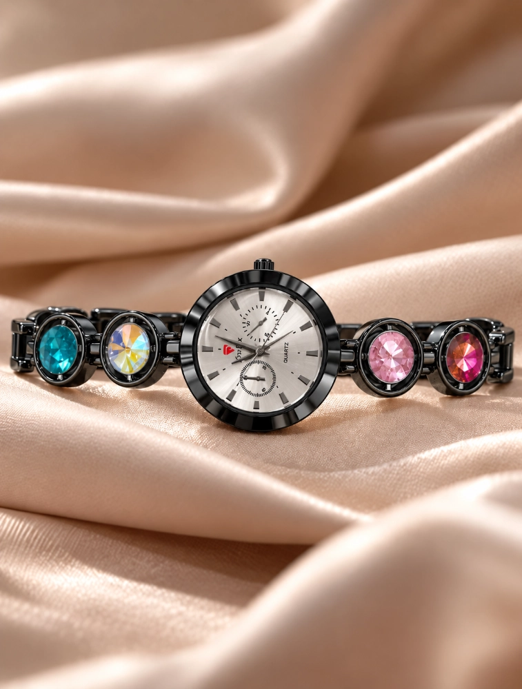 Black Elara Charm Elegant With White Dial Womens Watch