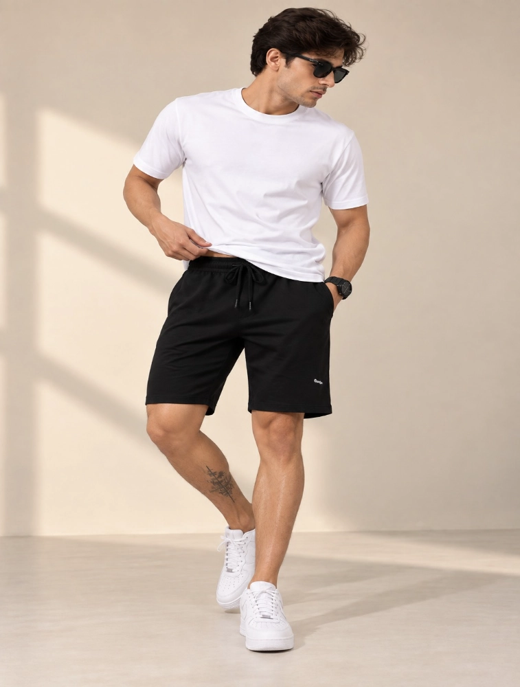 Black Everyday Cotton Shorts