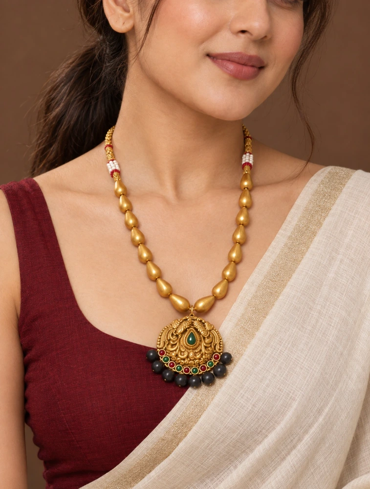 Black Festive Royal Elegance Traditional Terracotta Jewellery Set