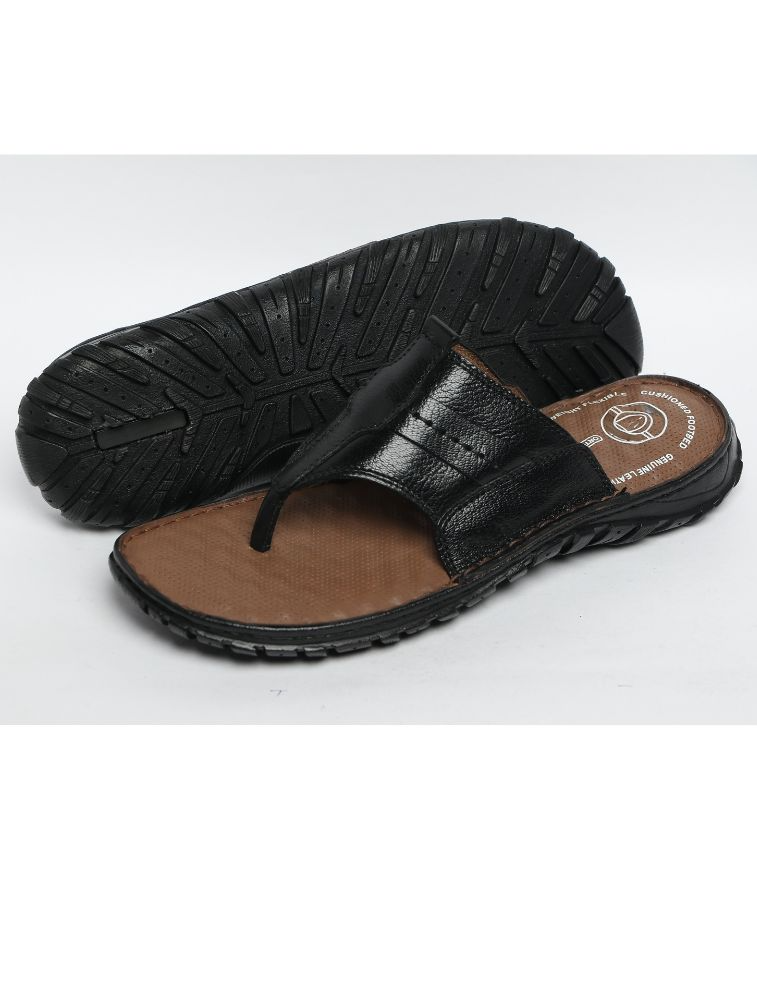 Black Hilton Stitchdown Genuine Leather Sandals — bulk from ₹1538