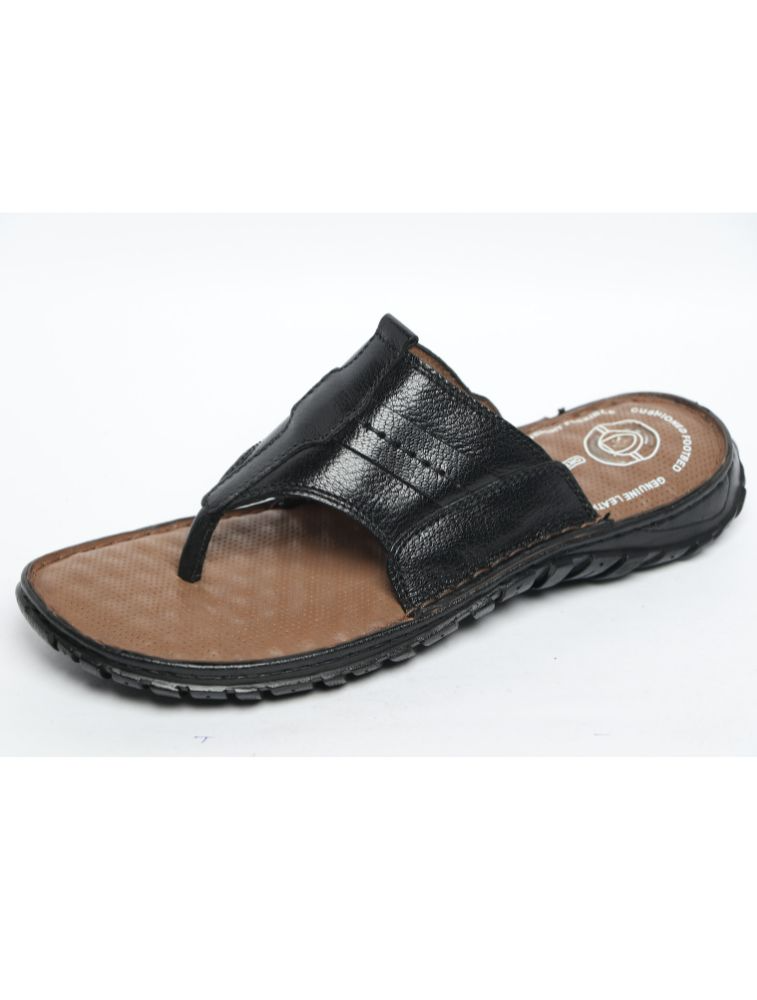 Black Hilton Stitchdown Genuine Leather Sandals — bulk from ₹1538