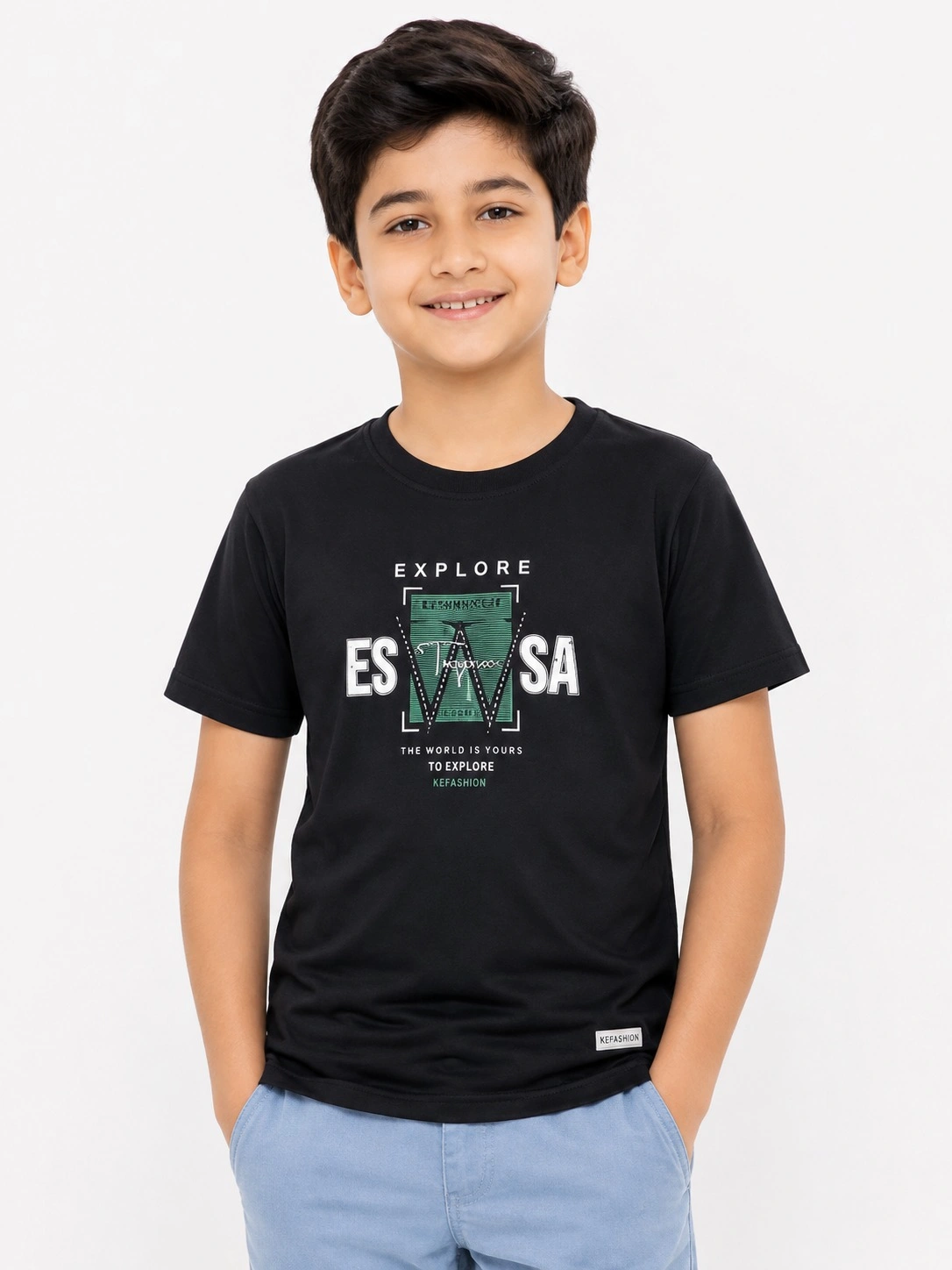 Black Kids Dad And Me Round Neck Premium Printed T Shirt