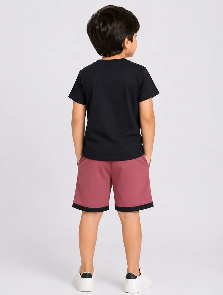 Black Kids Printed T shirt With Shorts Set — bulk from ₹208