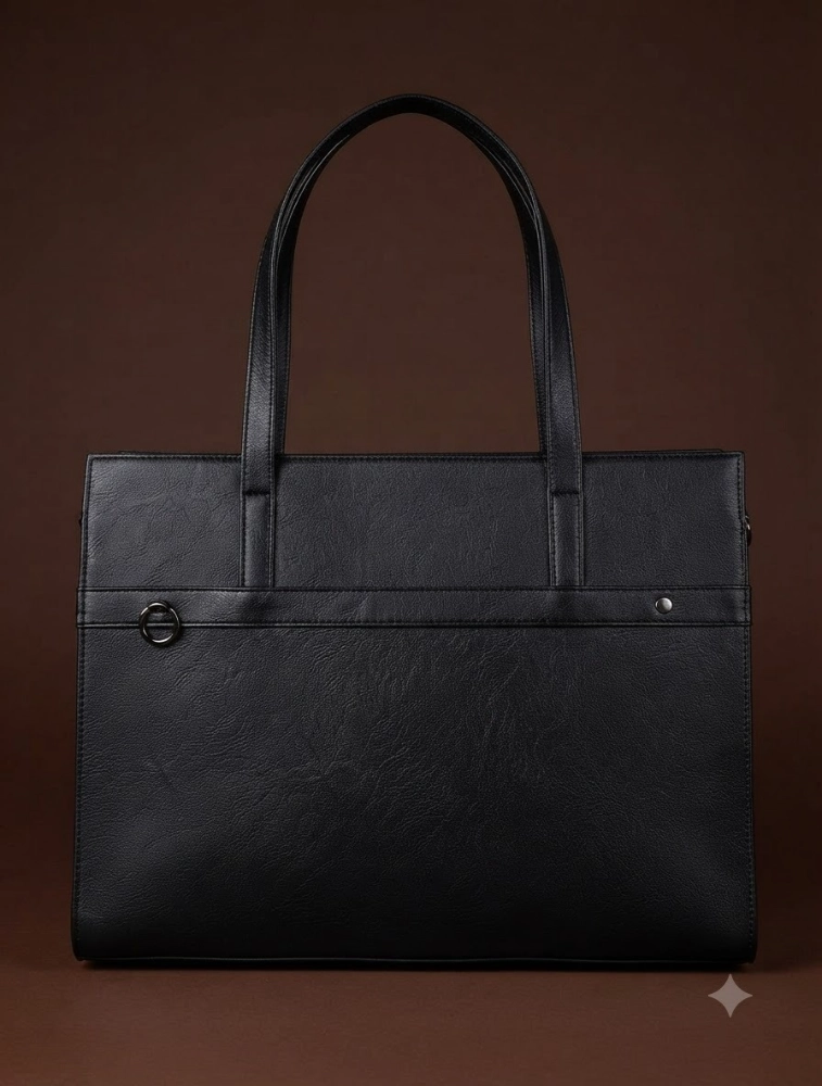 Black Urban Professional PU Tote Bag