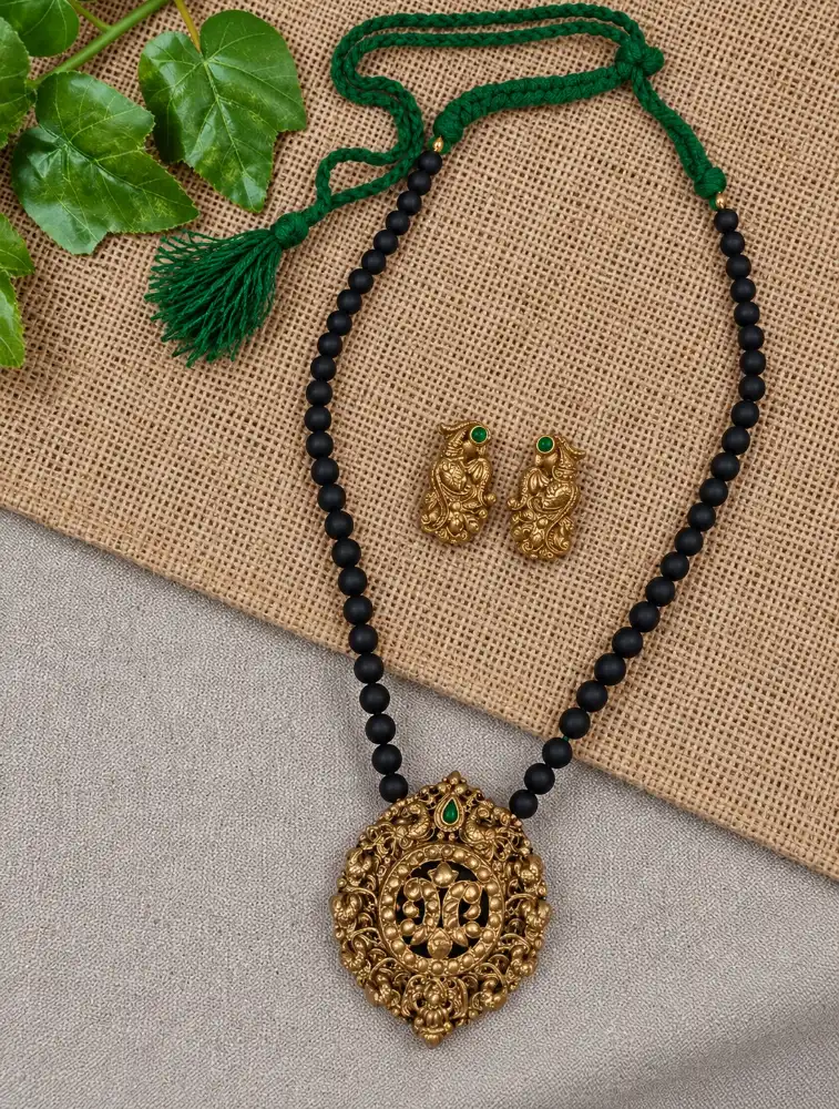 Black Lakshmi Haram Handmade Terracottan Jewellery Set