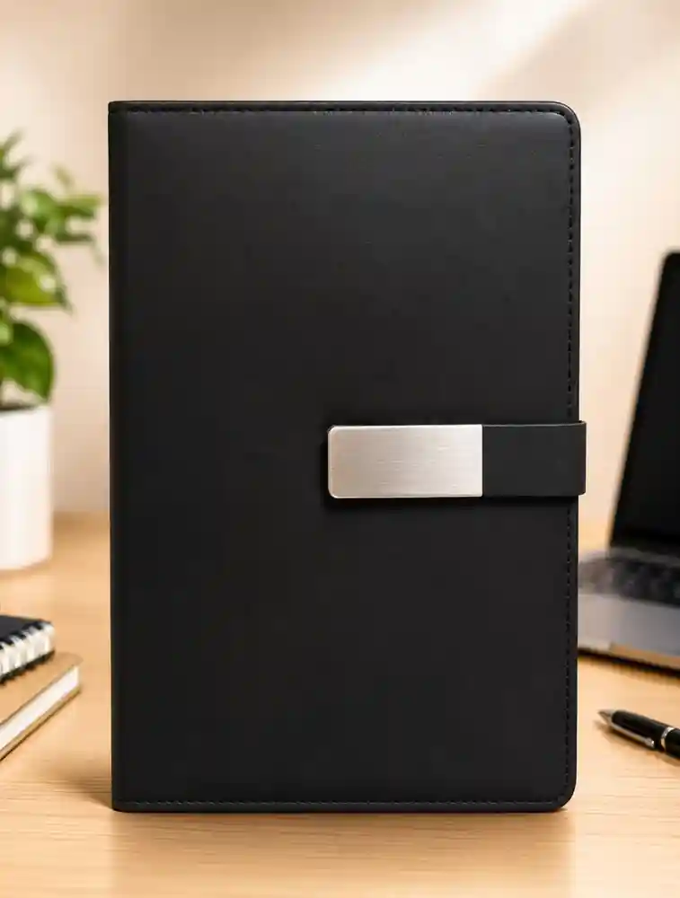 Black Leather Organizer A5 Executive  Dairy  With  Rectangle  Metal  Closure Dairy