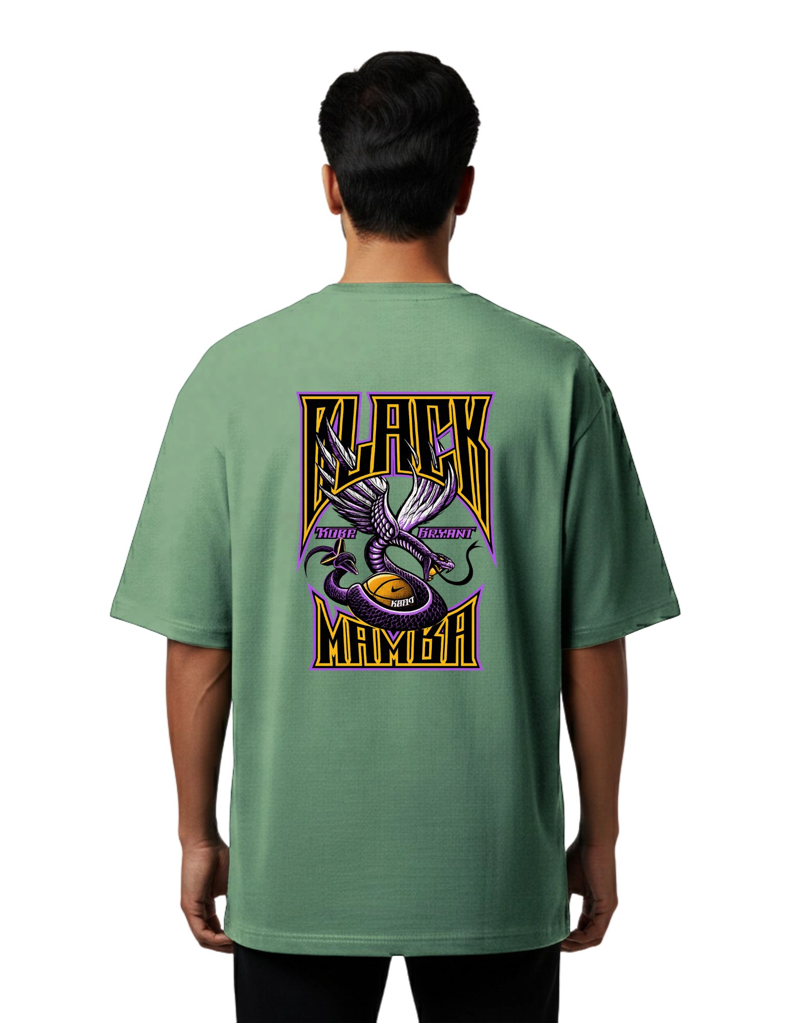 Black Mamba Oversize Cotton French Terry T-Shirt 240 GSM D Green