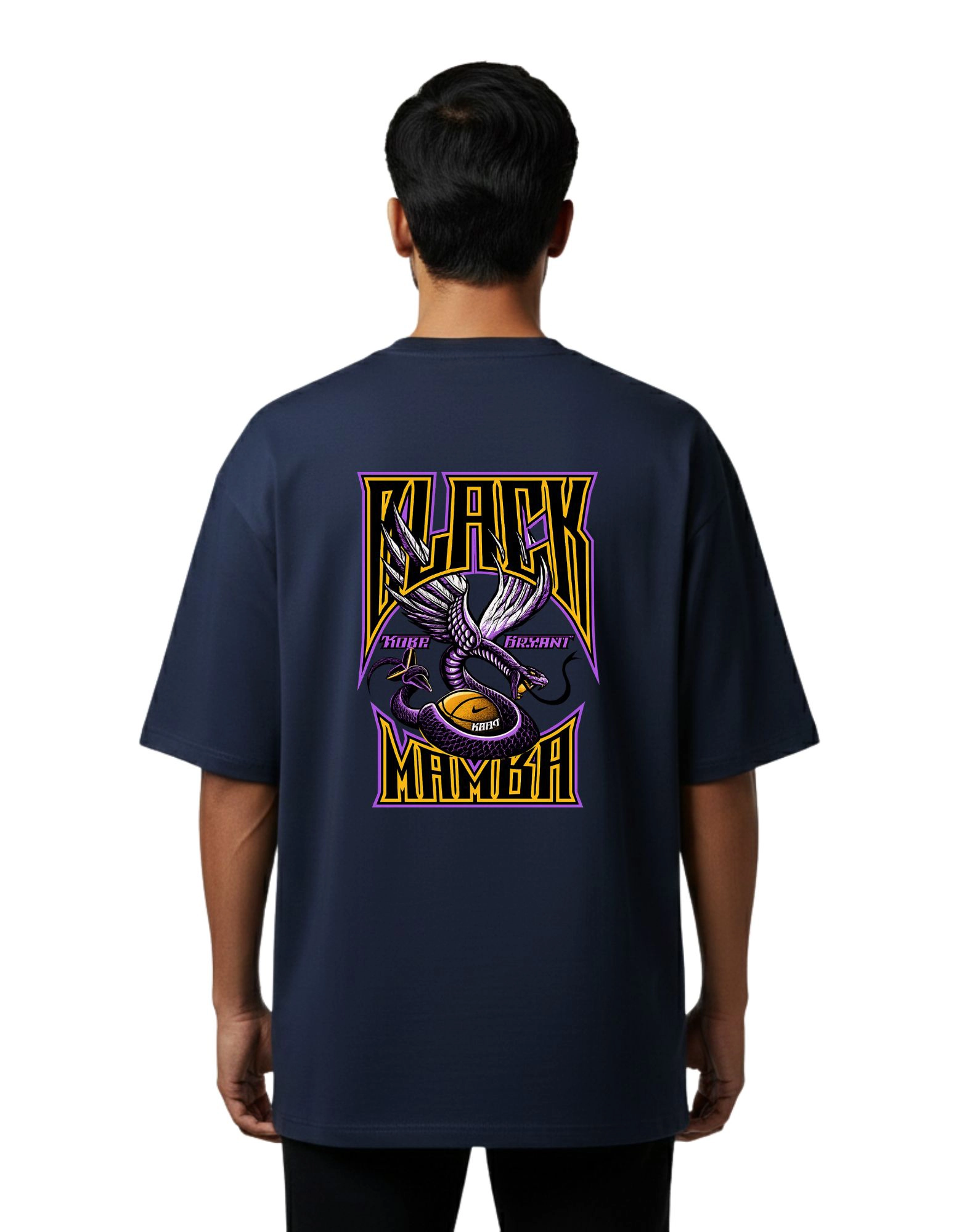 Black Mamba Oversize Cotton French Terry T-Shirt 240 GSM Navy Blue