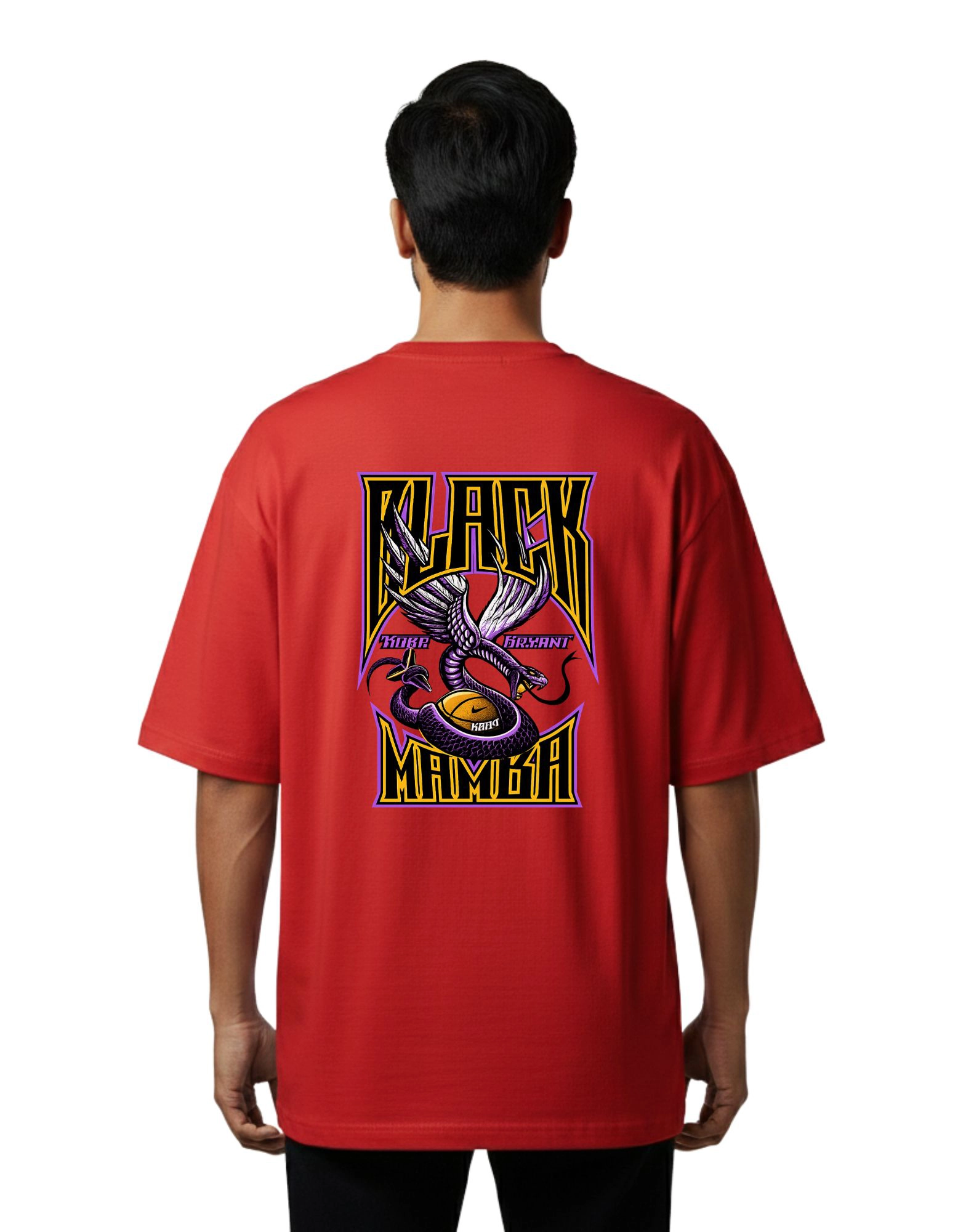 Black Mamba Oversize Cotton French Terry T-Shirt 240 GSM Red