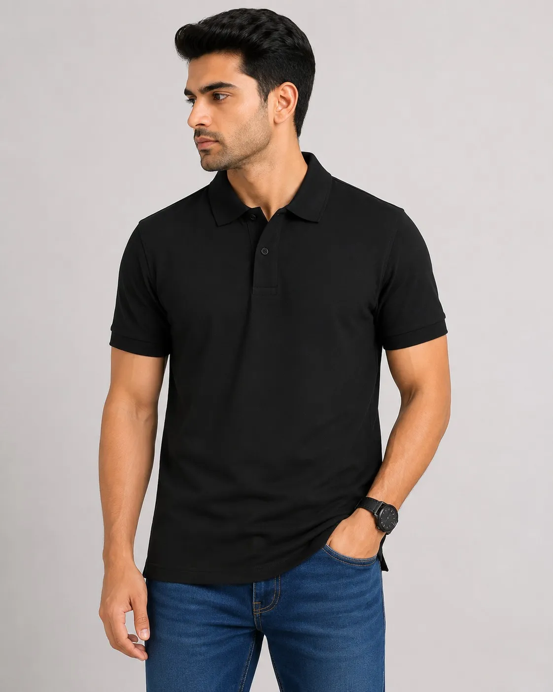 Men's Premium Eco Blend 240 GSM Plain Polo T-shirt — bulk from ₹389