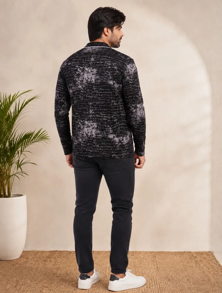 Black Mens Premium Printed Jackets