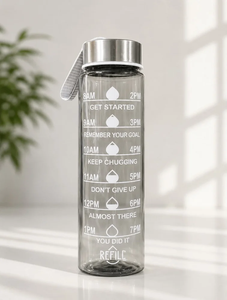Black Motiva Sip Transparent Water Bottle