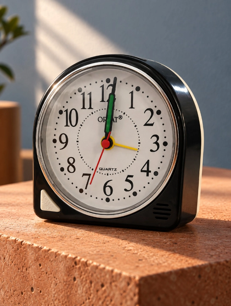 Black Nightstand Analog Alarm Clocks with Snooze Light TBZL 617