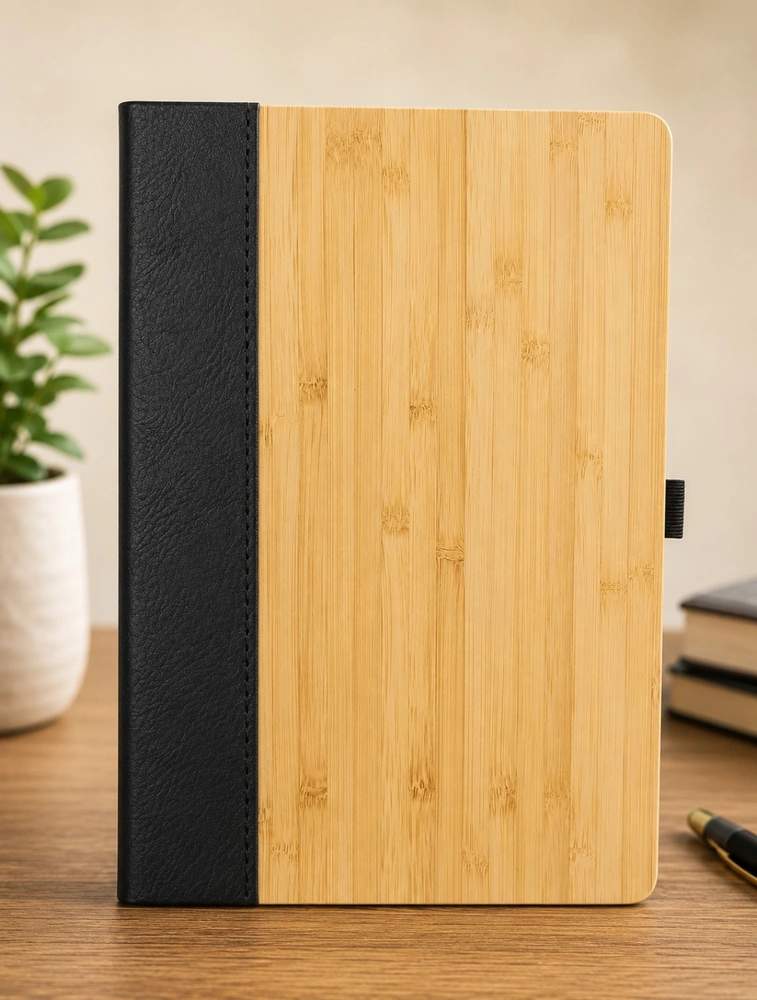 Black Office Planner A5 Dairy Ruled 192 Pages Wooden Dairy