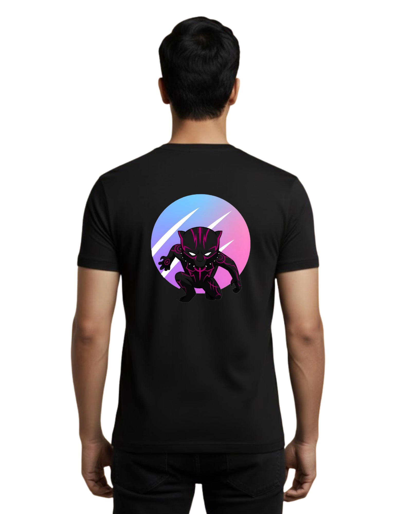 Black Panther Marvel Graphic Round Neck 180 GSM T-Shirt Black