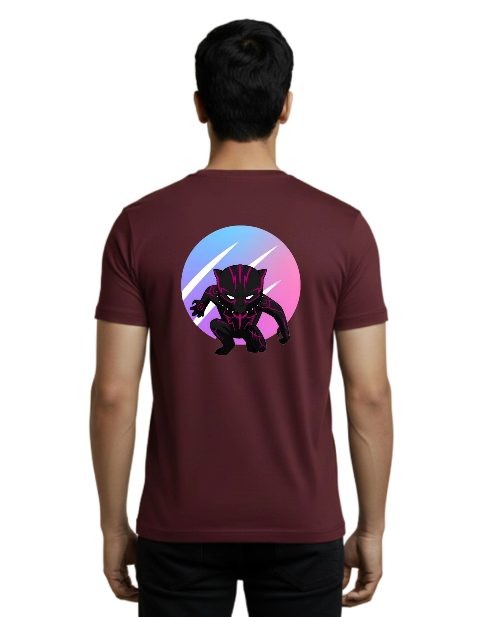Black Panther Marvel Graphic Round Neck 180 GSM T-Shirt Maroon