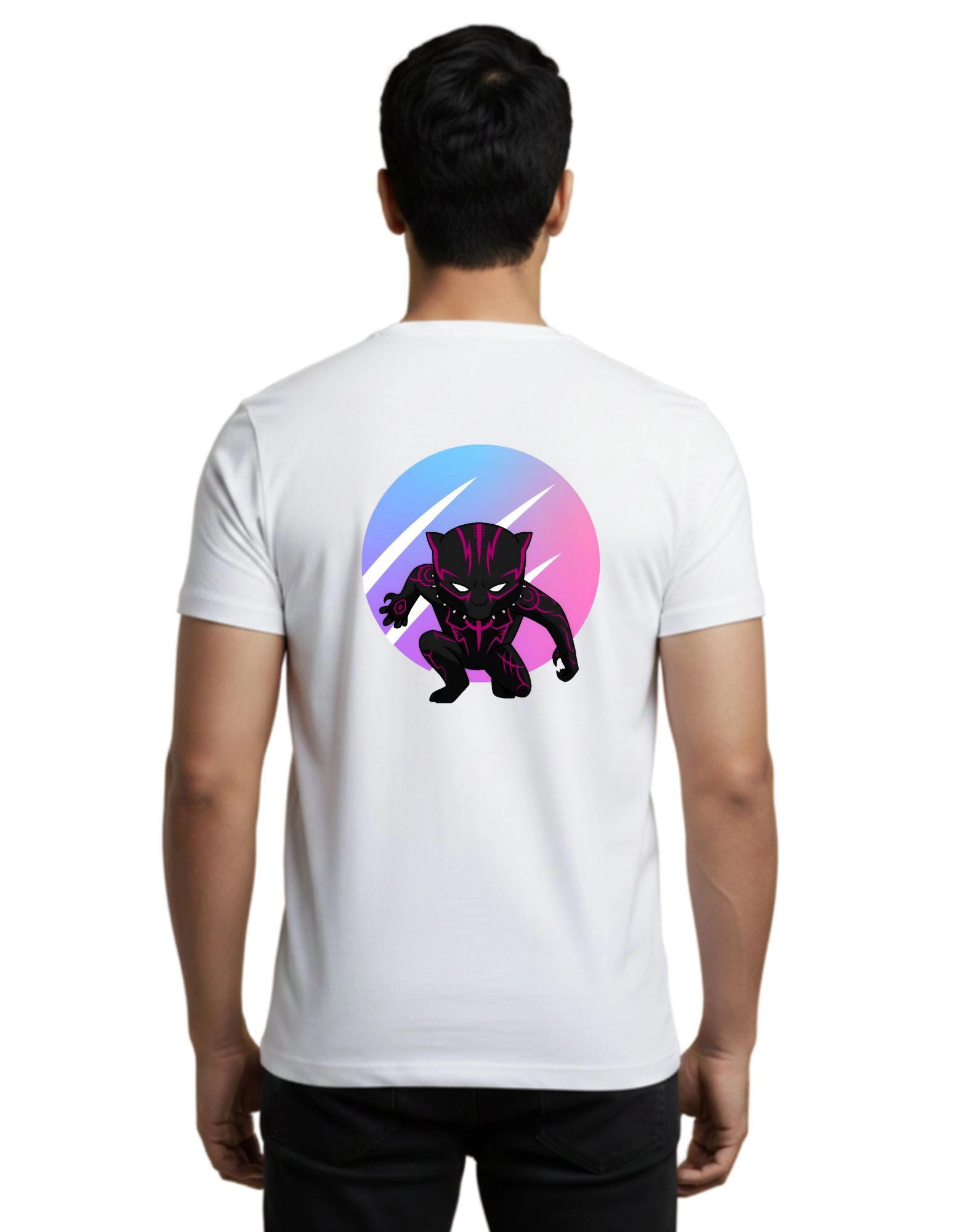 Black Panther Marvel Graphic Round Neck 180 GSM T-Shirt White