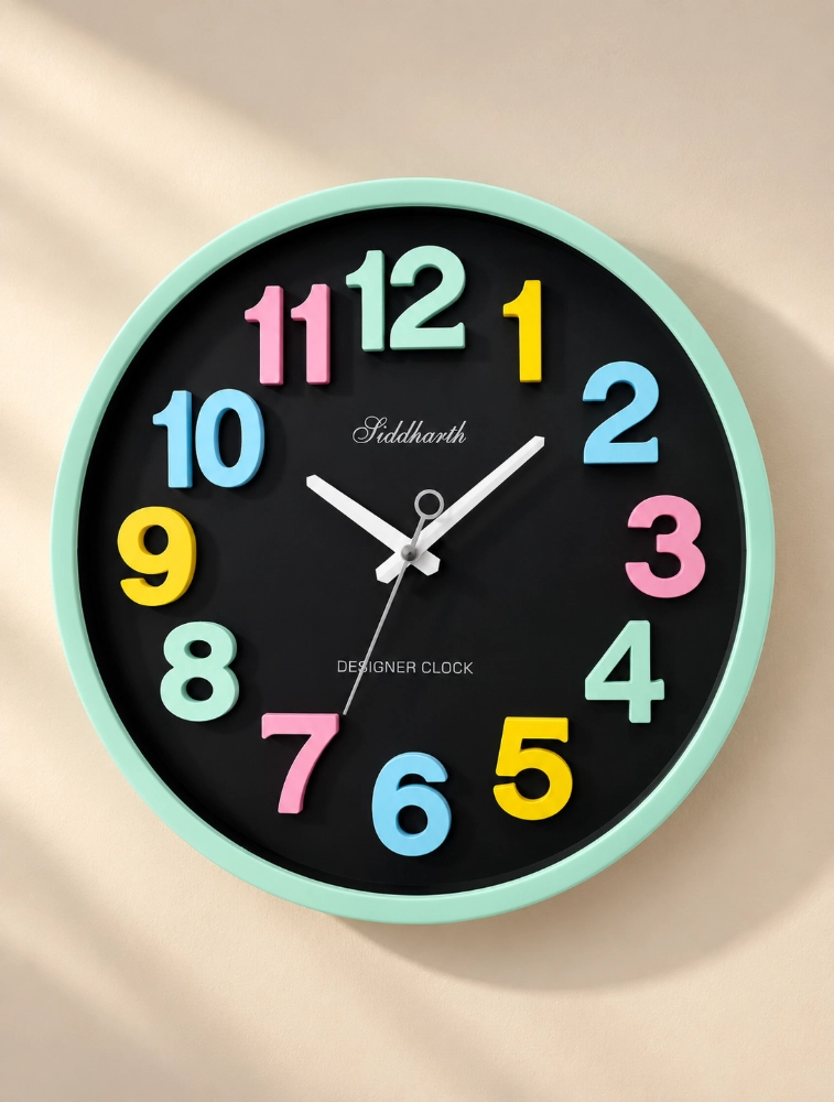 Black Pista Siddharth Quartz Designer Wall Clock For Home And Office