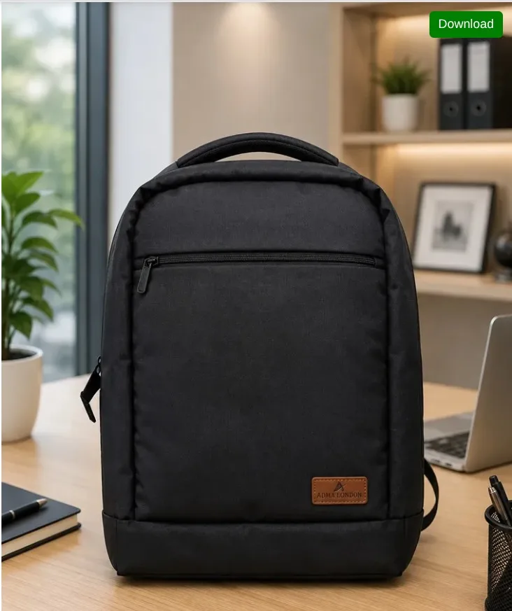 Black Polyester 600D 18Inch Laptop Backpack
