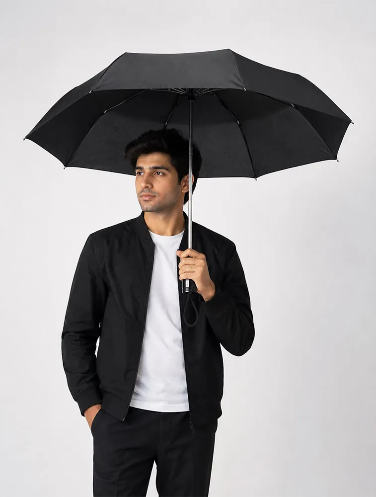 Black Portable 3 Fold Umbrella