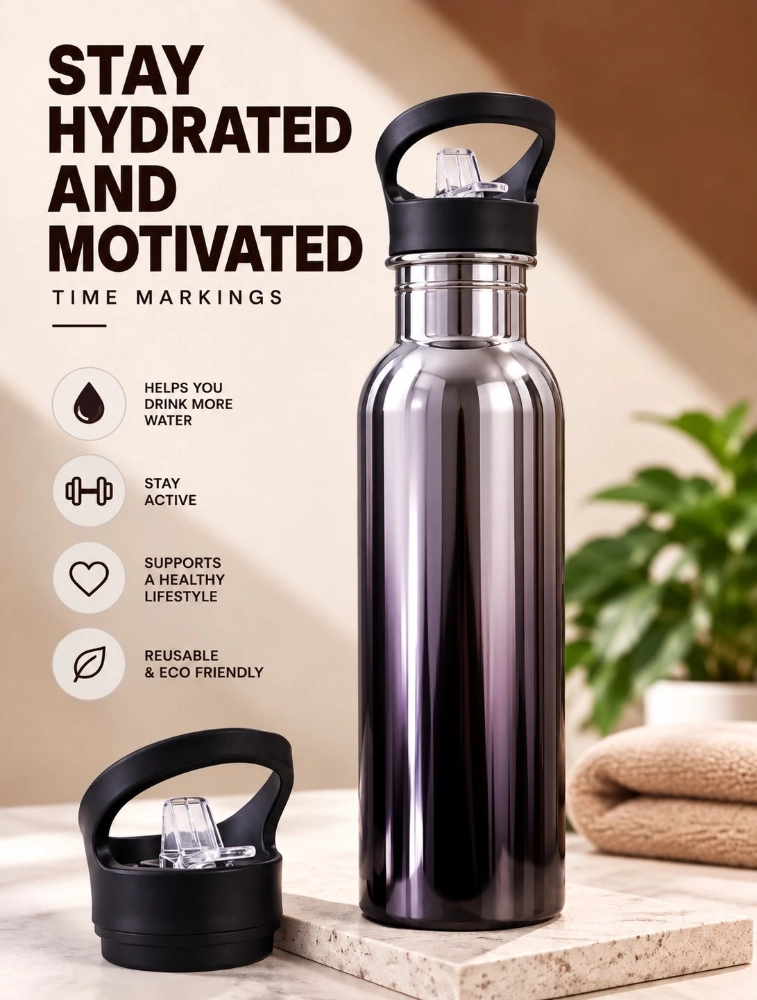 Black Premium Gradient Sports Water Bottle — bulk from ₹282