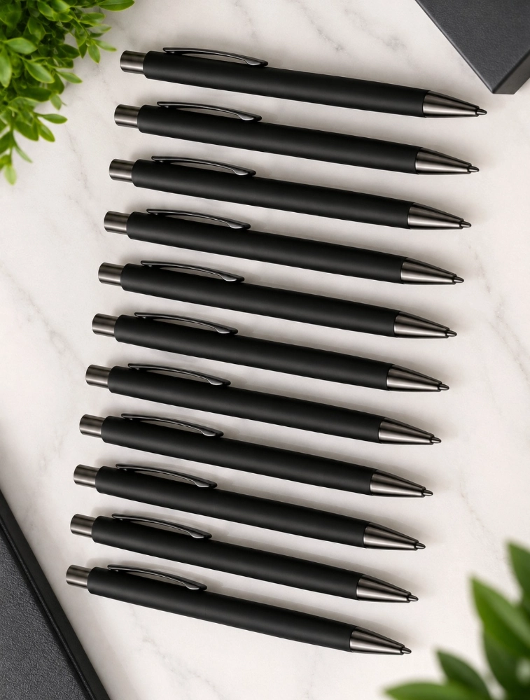 Black Premium Matte Metal Click Pen Pack of 12 — bulk from ₹282