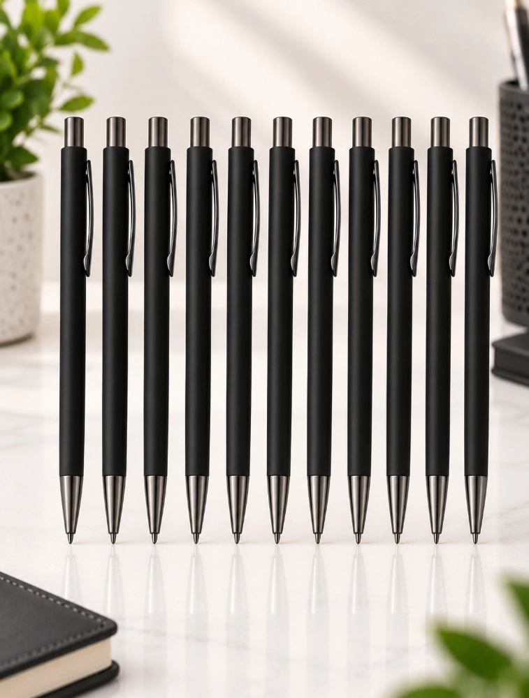 Black Premium Matte Metal Click Pen Pack of 12 — bulk from ₹282