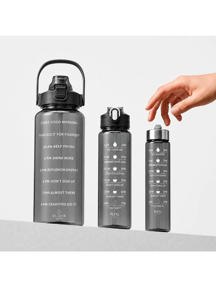 Black Premium Motivational Water Bottle