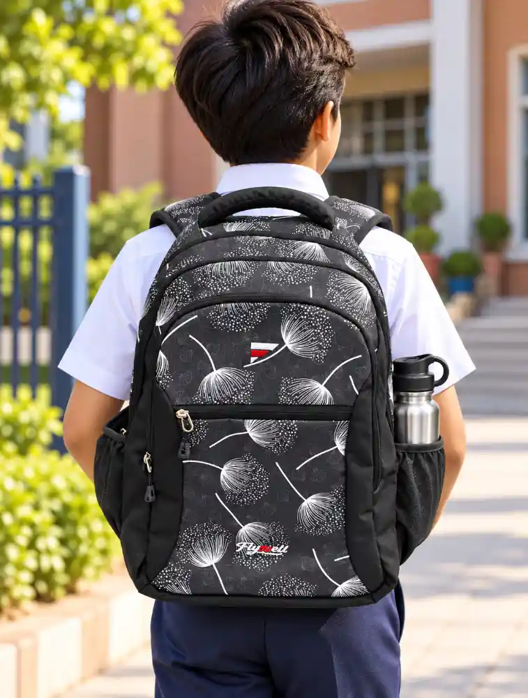 Black Premium Printed School Backpack