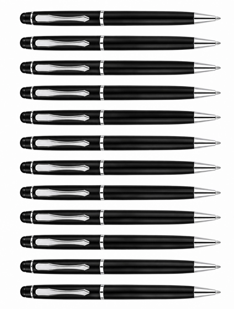 Black Premium Slim Metal Ball Pen with Silver Clip Pack of 12 — bulk from ₹470