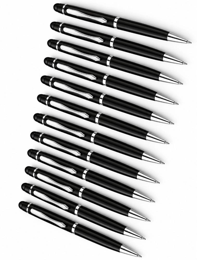 Black Premium Slim Metal Ball Pen with Silver Clip Pack of 12 — bulk from ₹470