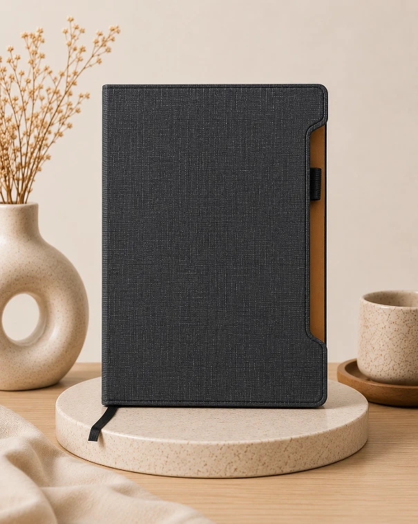 Black Premium Solid Cover Diary with Elastic Pen Holder