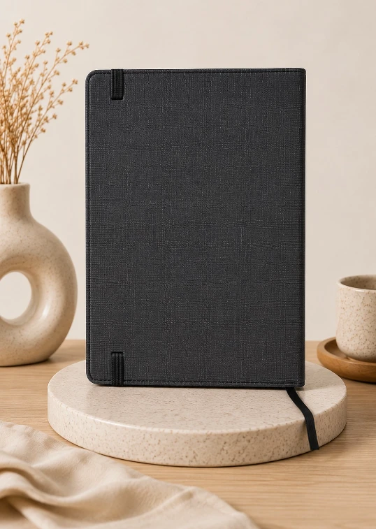 Black Premium Solid Cover Diary with Elastic Pen Holder — bulk from ₹173