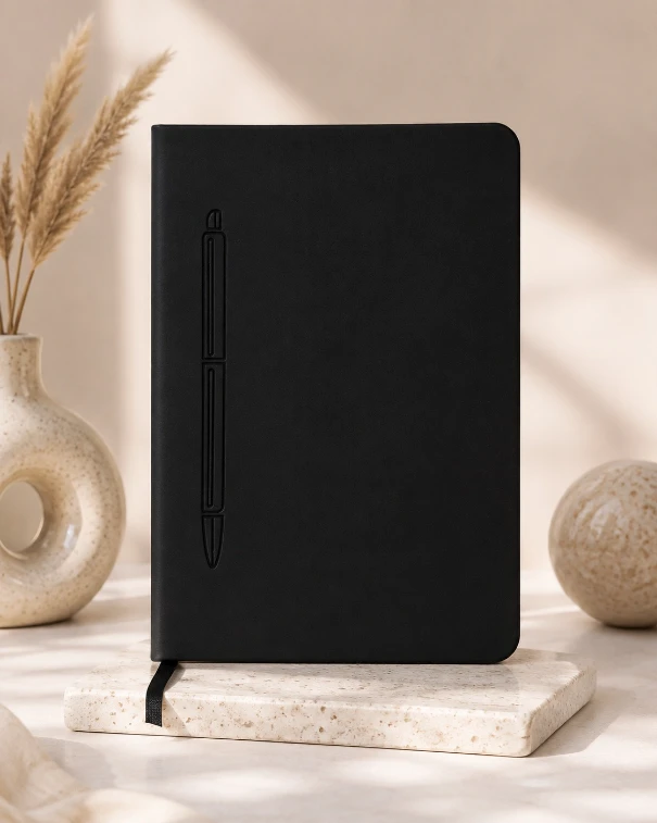 Black Premium Solid Cover Magnetic Pen Diary