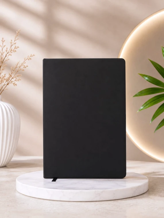 Black Premium Solid Finish Diary with Elastic Pen Holder