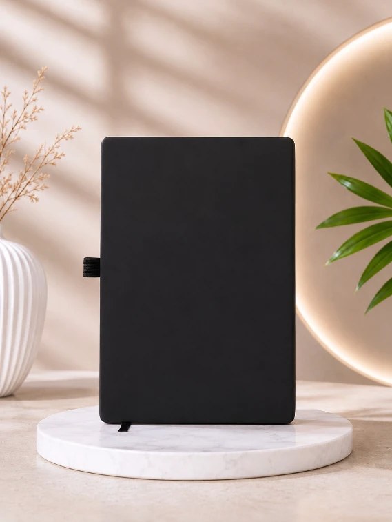 Black Premium Solid Finish Diary with Elastic Pen Holder — bulk from ₹173
