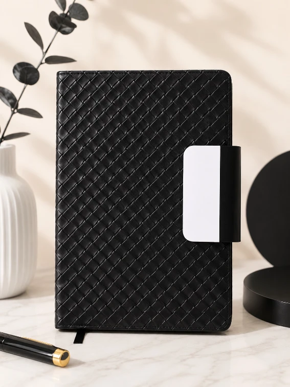 Black Premium Textured Magnetic Closure Diary
