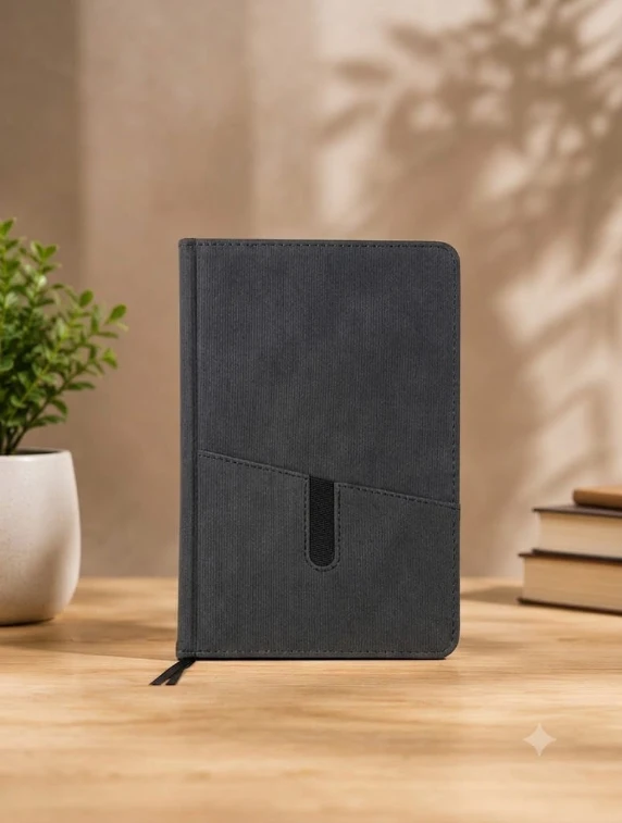 Black Premium Textured Single Line Diary