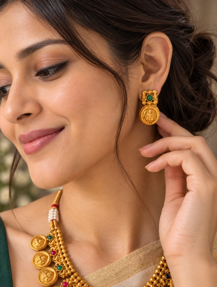 Black Rajmudrika Terracotta Jewellery Set