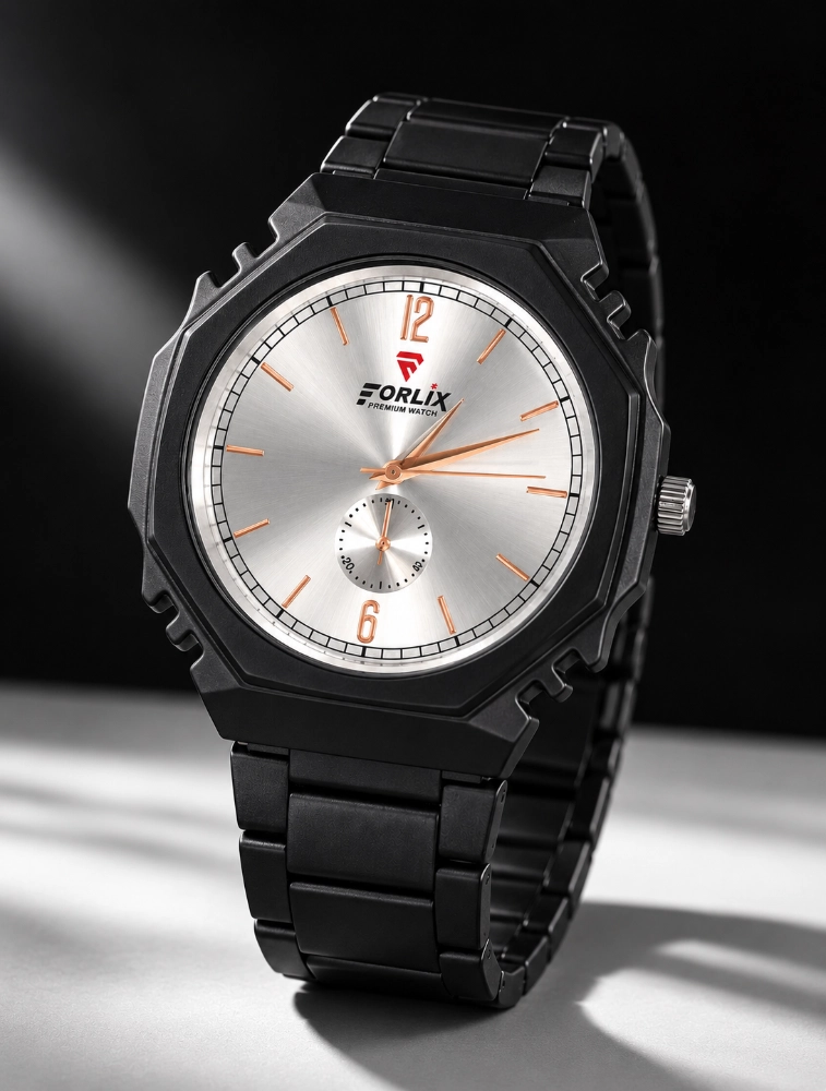 White Dial Mens Shadow Edge Analog Watch