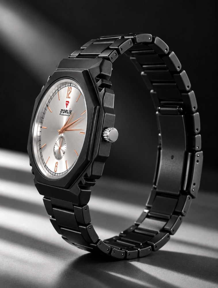  White Dial Mens Shadow Edge Analog Watch