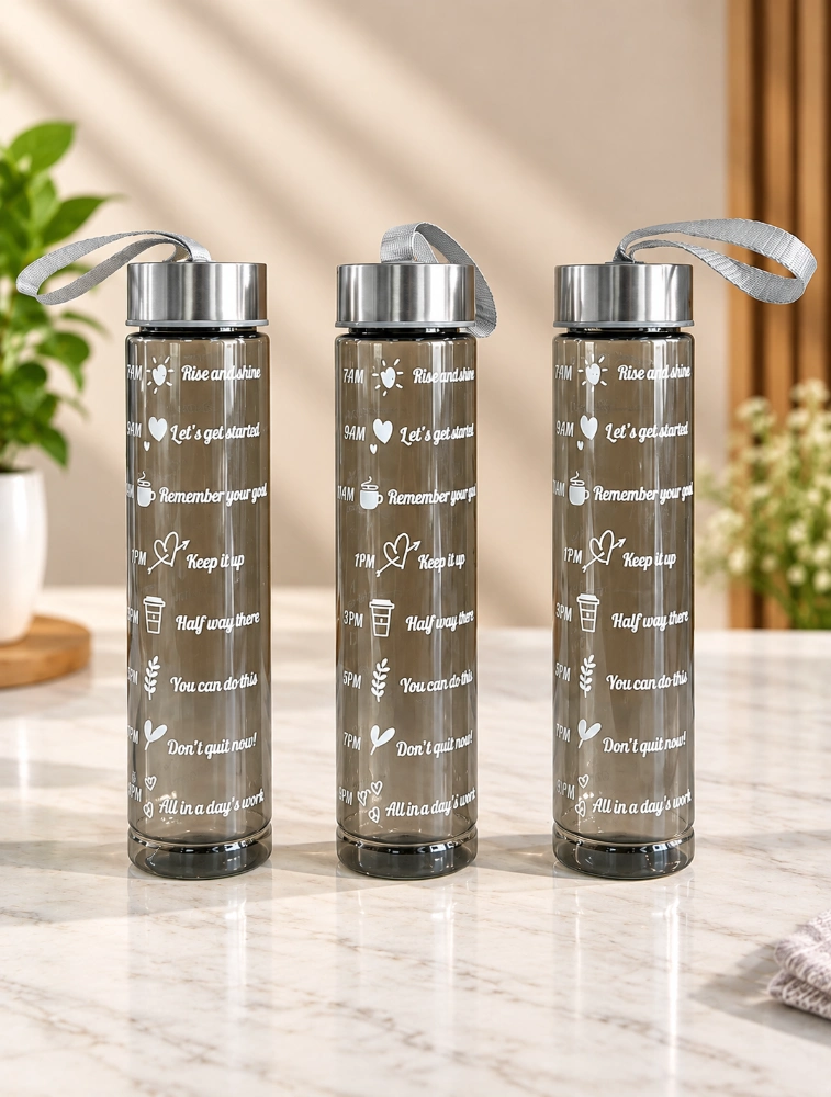 Black Transparent Motiva Sip Water Bottle Pack of 3