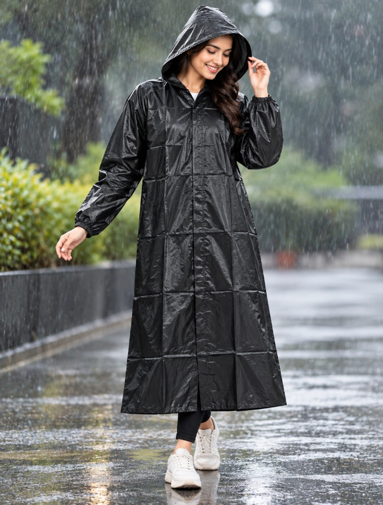 Black UNIFAB INDIA Waterproof Raincoat
