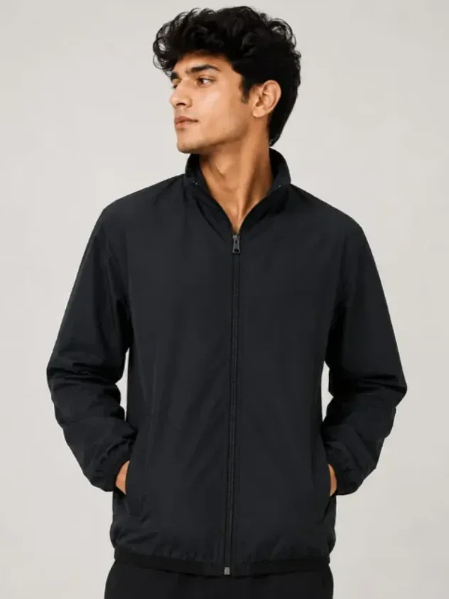 Black Unisex Dry Fit Sports Wind Cheater