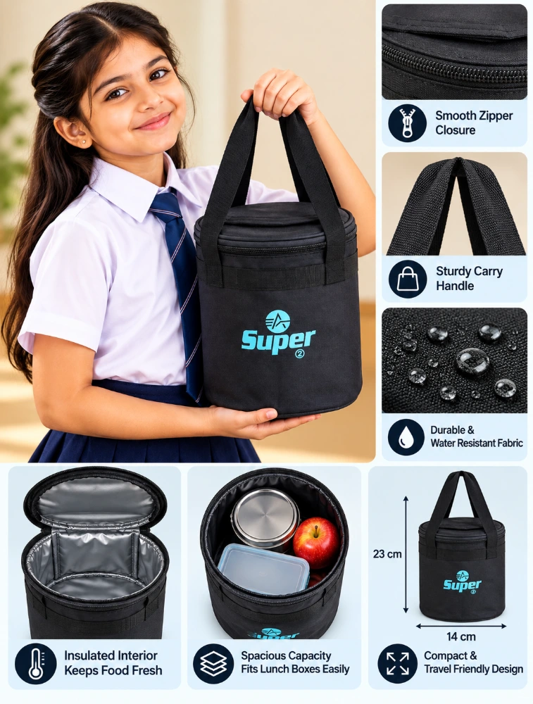 Black With Blue Alpha Nemesis Round Insulated Lunch Bag 