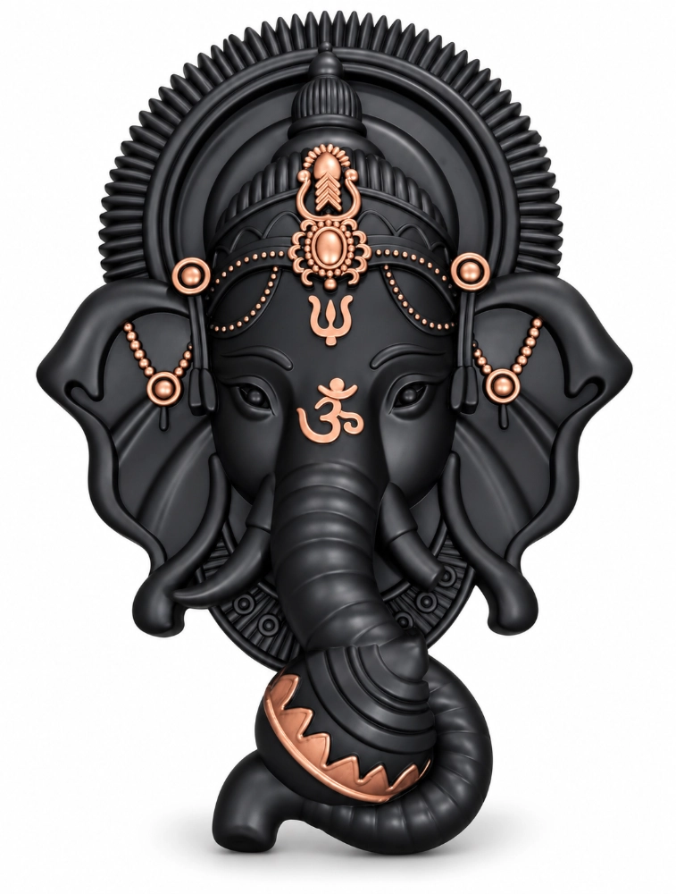 Black With Copper Designer Sid Ganesh Wall Idol