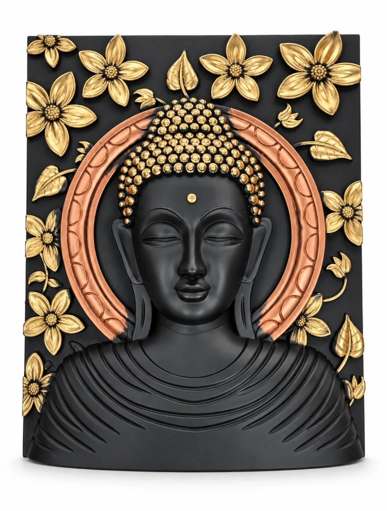 Black With Copper Designer Buddha Wall Idol 3388