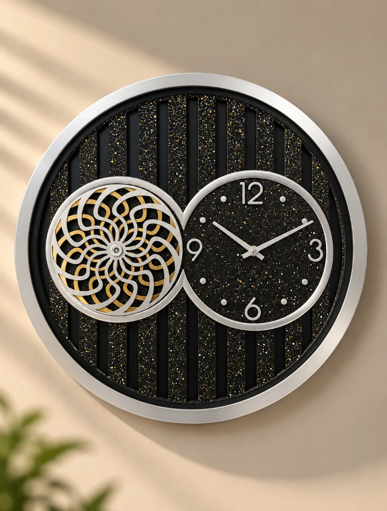 Black With Silver SKYZZER Quartz Gear Premium Wall Clock S018