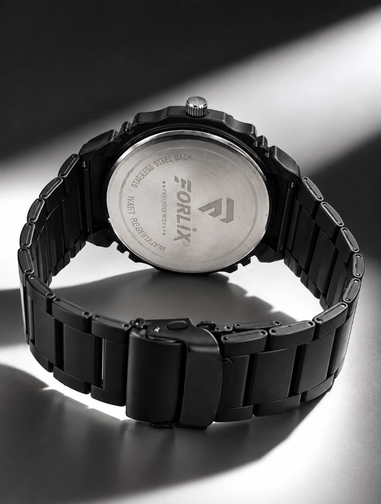 Black With Roman Dial Mens Shadow Edge Analog Watch